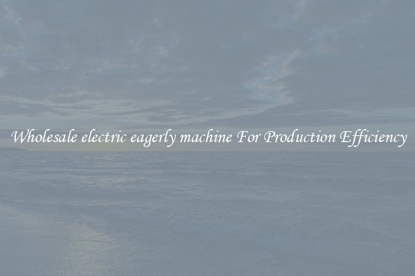 Wholesale electric eagerly machine For Production Efficiency