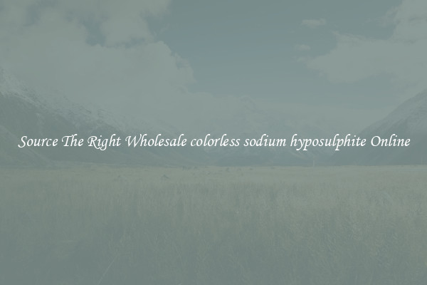 Source The Right Wholesale colorless sodium hyposulphite Online